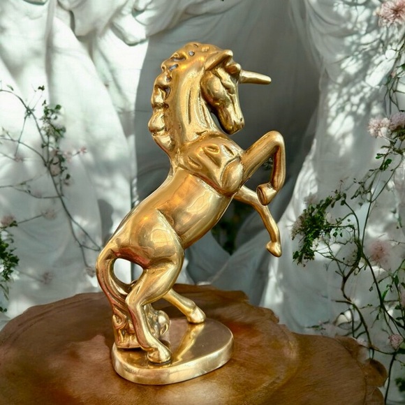 Elegant Vintage Unicorn Solid Brass Statue Art Figurine - Picture 3 of 15